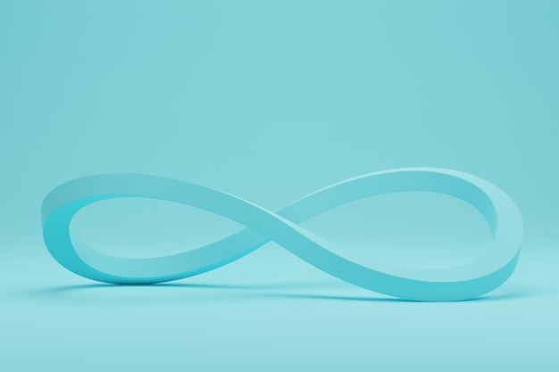 Símbolo infinito en fondo de color pastel azul representación 3D ilustración 3D