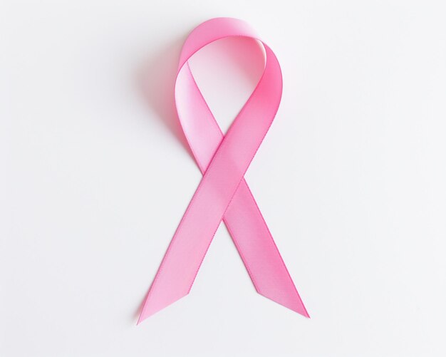 Símbolo internacional del Mes de Concienciación sobre el Cáncer de Mama en octubre con un espacio de copia de cinta rosa