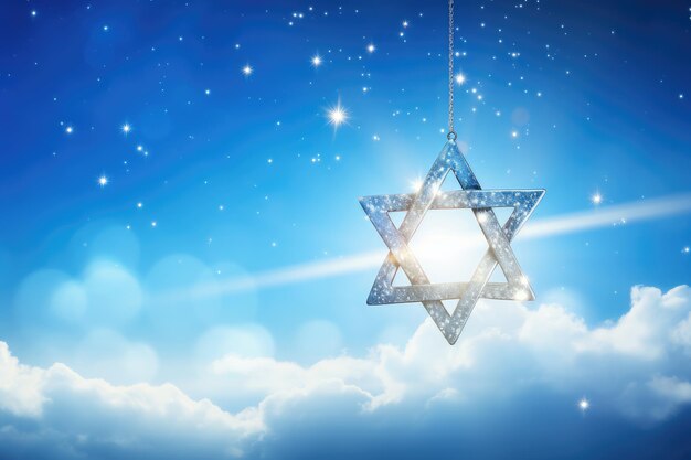 Foto símbolo israelense da estrela de davi feliz hanukkah