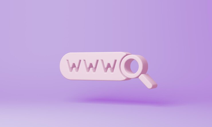 Foto símbolo mínimo de la barra de búsqueda en la representación 3d de fondo púrpura