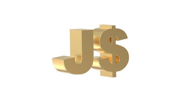 Símbolo de moneda del dólar jamaiquino Jamaica en golden 3d