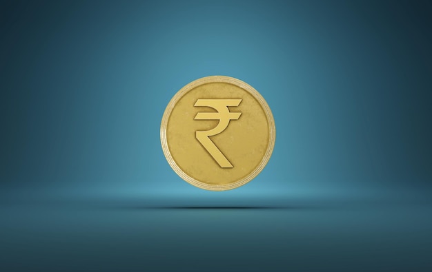 Símbolo de moneda de la rupia india INR en oro - imagen renderizada en 3D