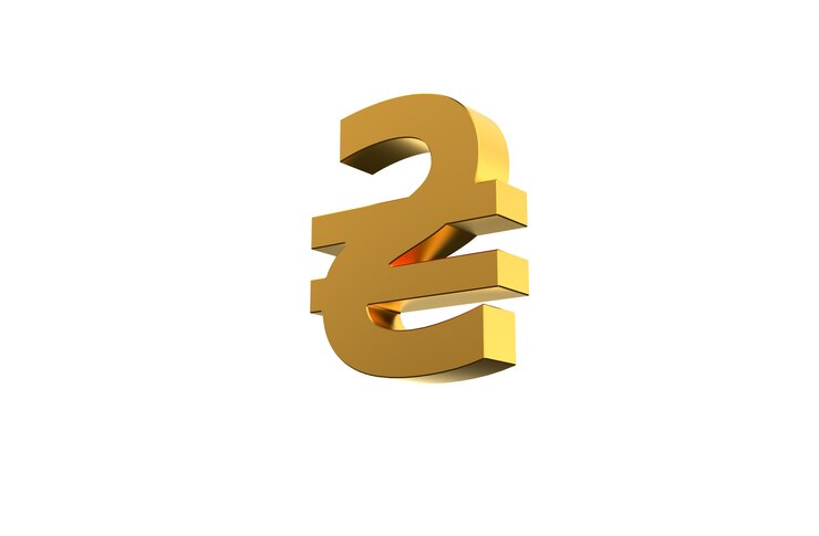 Foto símbolo de moneda ucraniana hryvna en 3d