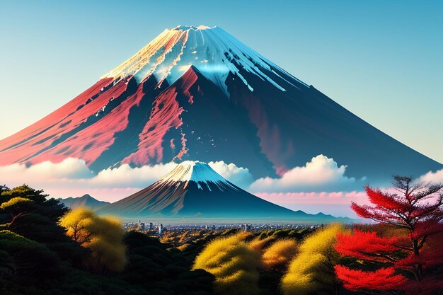 Símbolo Nacional do Japão Ponto Turístico Monte Fuji Ponto de Referência Representativo Bela Montanha