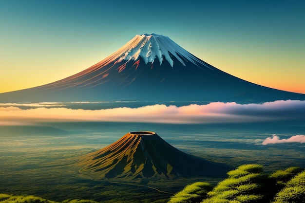 Símbolo Nacional do Japão Ponto Turístico Monte Fuji Ponto de Referência Representativo Bela Montanha