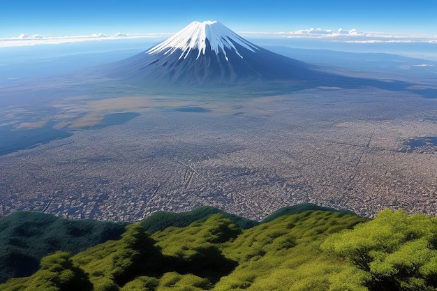 Foto símbolo nacional do japão ponto turístico monte fuji ponto de referência representativo bela montanha