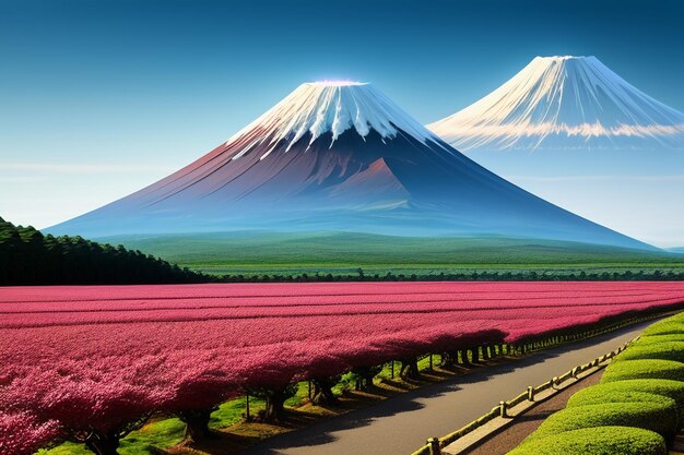 Foto símbolo nacional de japón turismo monte fuji punto de referencia representativo hermosa montaña