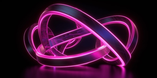 Un símbolo de neón infinito está iluminado con luces rosas.