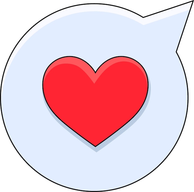 Símbolo de notificación de redes sociales icono de burbuja de chat con un signo de declaración de acuerdo de amor