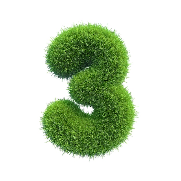 Símbolo numérico de hierba verde fresca aislada en un fondo blanco.