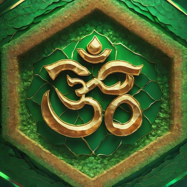 Foto el símbolo omum es el hexágono verde de la realidad última.