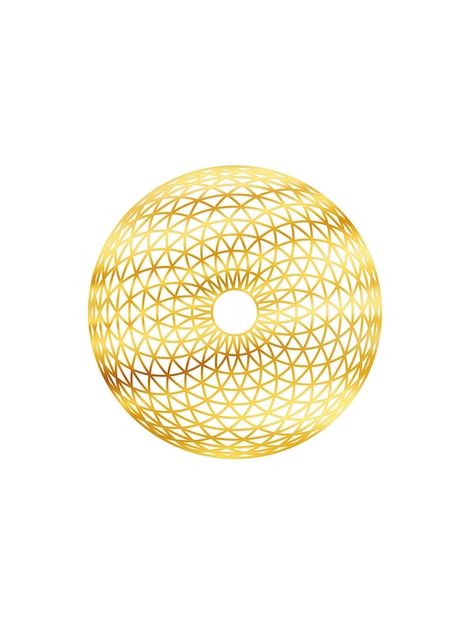 Símbolo de oro del torus yantra aislado sobre un fondo blanco Símbolo dorado de la geometría sagrada