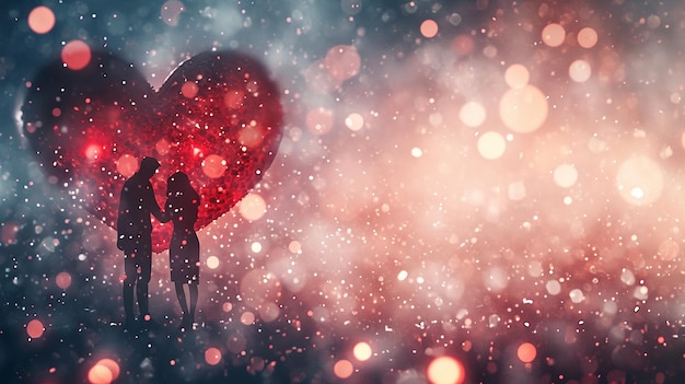 El símbolo de la pareja del corazón rojo el día de San Valentín el brillo el lujo el fondo