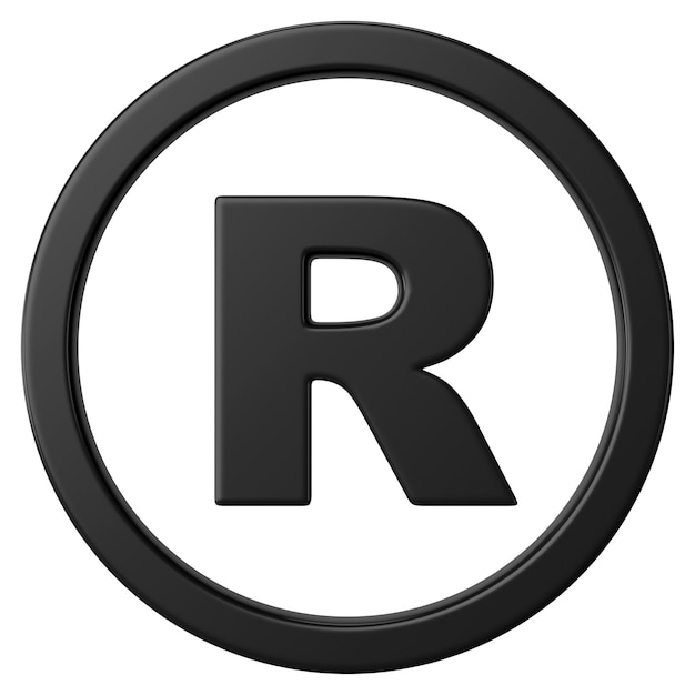 Símbolo png de marca registrada negra de fondo transparente en 3D