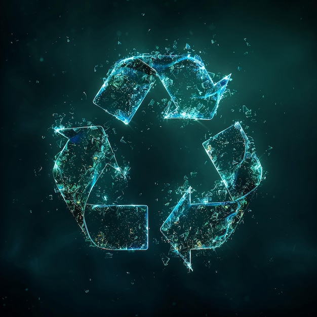 un símbolo de reciclaje con un fondo verde