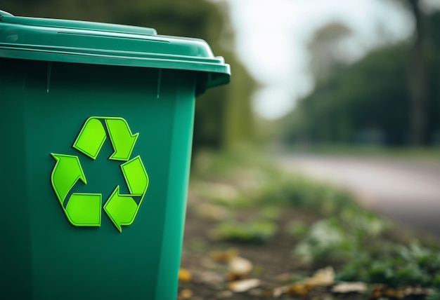 símbolo de reciclaje símbolo ecológico en la canasta de residuos verde