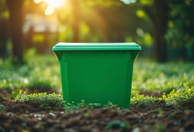 símbolo de reciclaje símbolo ecológico en la canasta de residuos verde