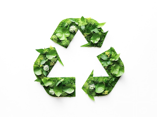 Símbolo de reciclaje verde con hojas verdes Imagen generativa de Ai