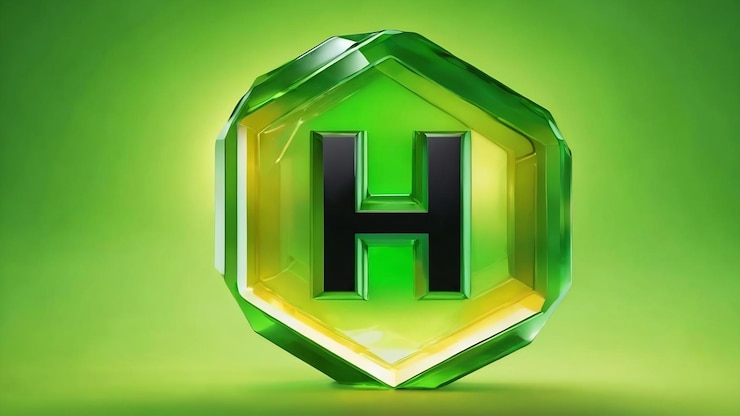 Foto símbolo de salud de la vitamina h concepto de la vitamina biotina hexágono verde