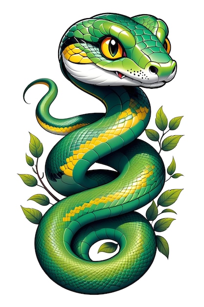 El símbolo de la serpiente verde de 2025 sobre un fondo blanco.