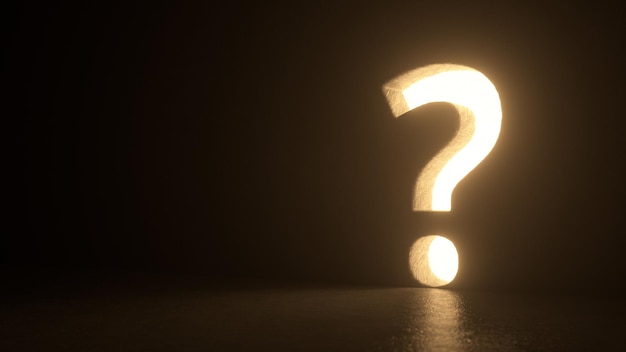 Símbolo de signo de interrogación naranja sobre fondo negro