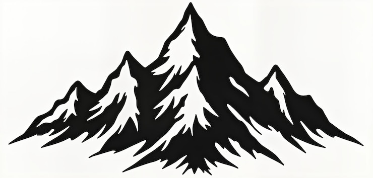 Foto símbolo simples de montanha preta e branca ilustração estilizada de alta montanha adequada para clube alpino