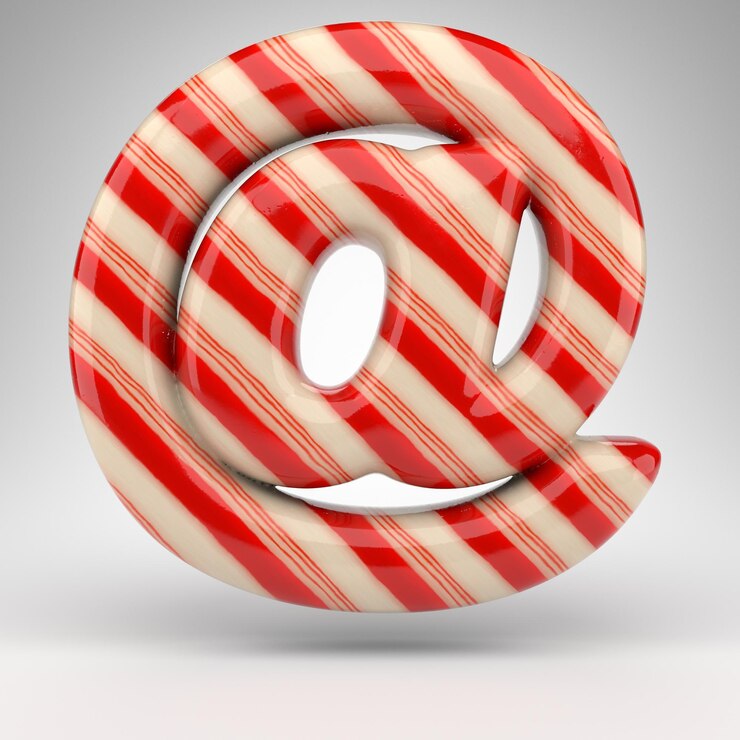 Foto en símbolo sobre fondo blanco. signo de renderizado 3d de bastón de caramelo con líneas rojas y blancas.
