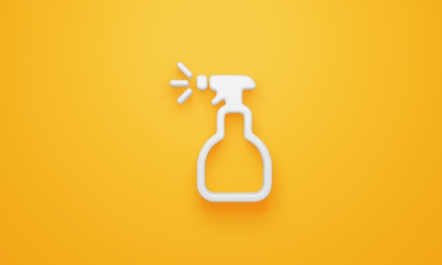 Símbolo de spray mínimo sobre fondo amarillo renderizado 3d