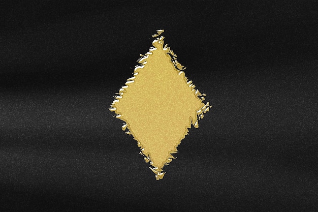 Símbolo de tarjeta de diamante, símbolo de naipes, oro abstracto con fondo negro