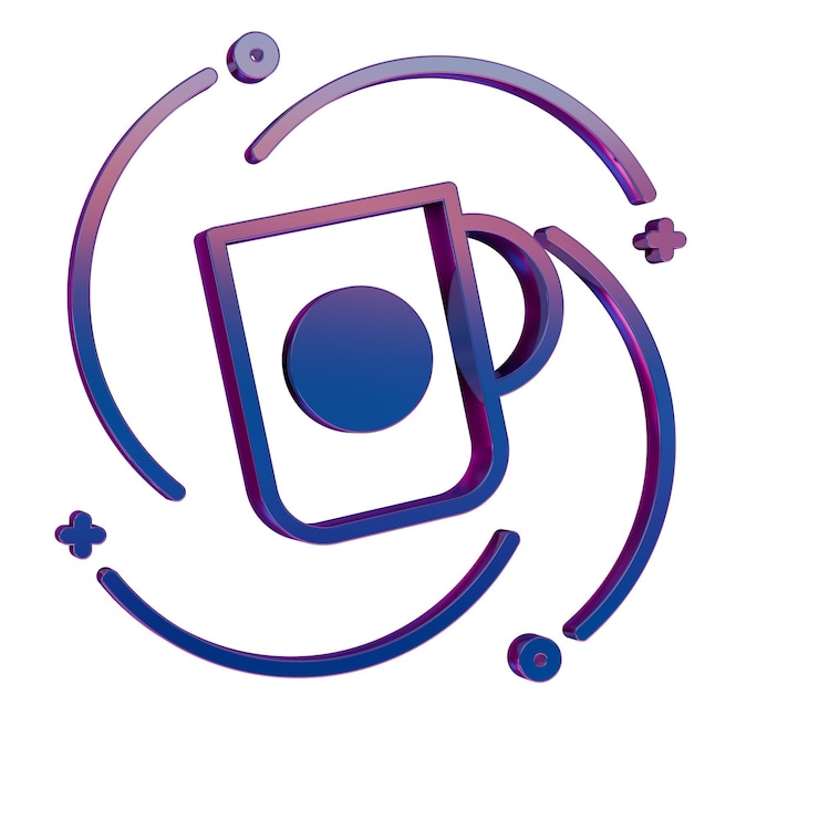 Foto símbolo de la taza de café con icono retro de neón 3d