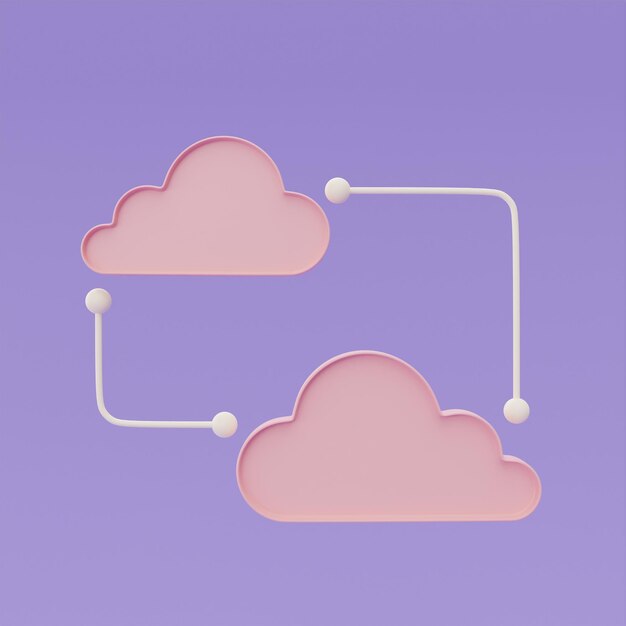 Símbolo de tecnología de computación en la nube Almacenamiento de datos en línea para el concepto de red empresarial Representación 3d