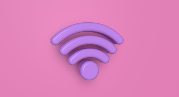 Símbolo de Wi-Fi en el fondo. Señal de red inalámbrica. Ilustración del concepto de tecnología de la comunicación. Representación 3D.