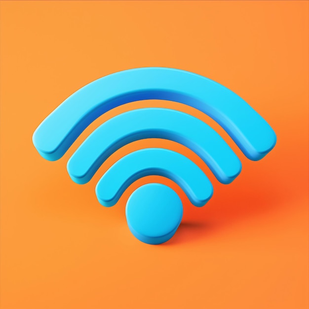 un símbolo wifi azul está en un fondo naranja icono inalámbrico en azul concepto de diseño símbolo inalámbico