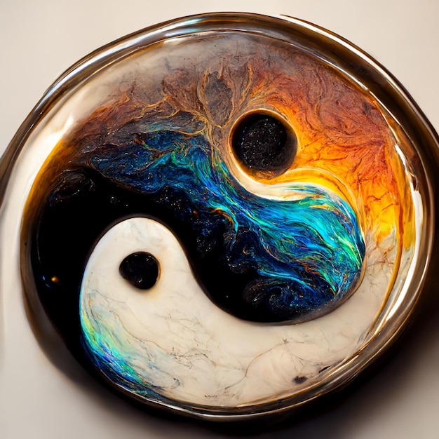 símbolo yin e yang com um fundo preto e branco generativo ai