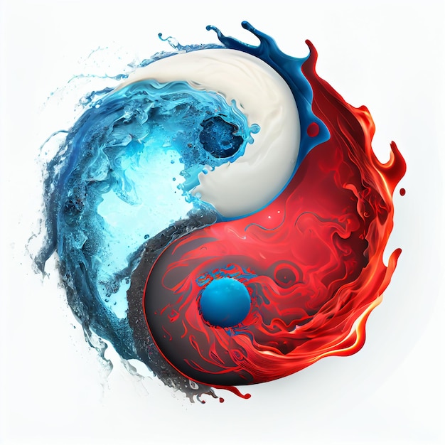 Símbolo Yin Yang diseñado con fuego y agua.