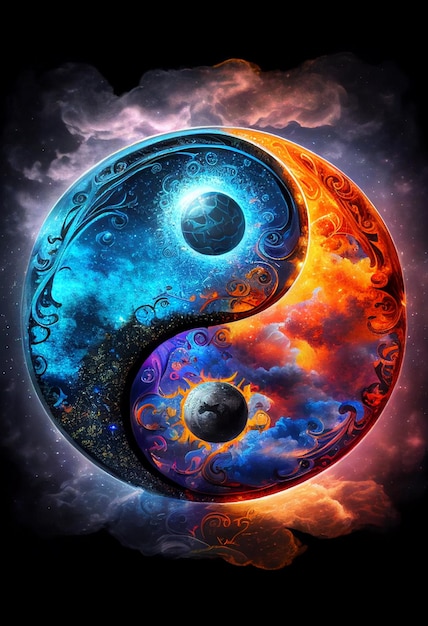 Foto el símbolo yin yang está hecho por el artista yin yang.