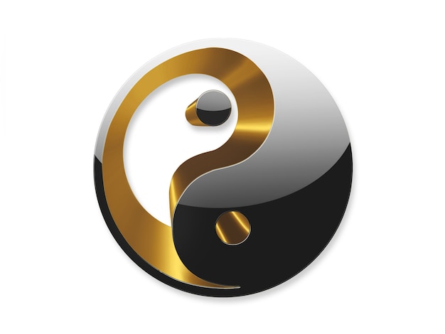 Foto símbolo de yin yang - oro y negro