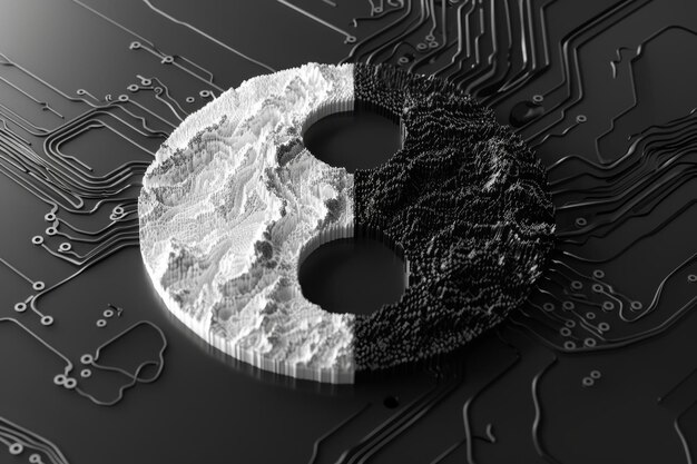 Foto símbolo ying yang en el estilo de visualización de datos