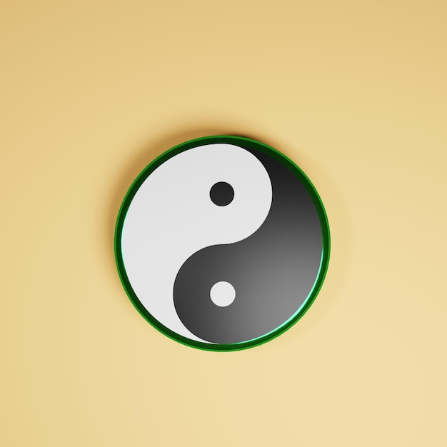 Foto símbolo yinyang no medalhão de jade. ilustração 3d.