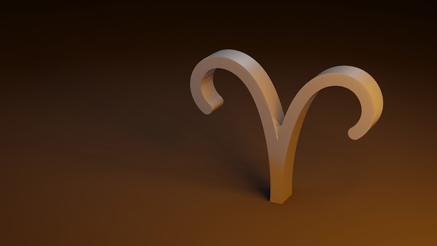 Símbolo del zodiaco Aries signos render 3d