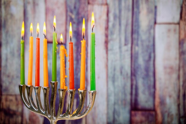 Símbolos de hannukah de feriado judaico - menorah