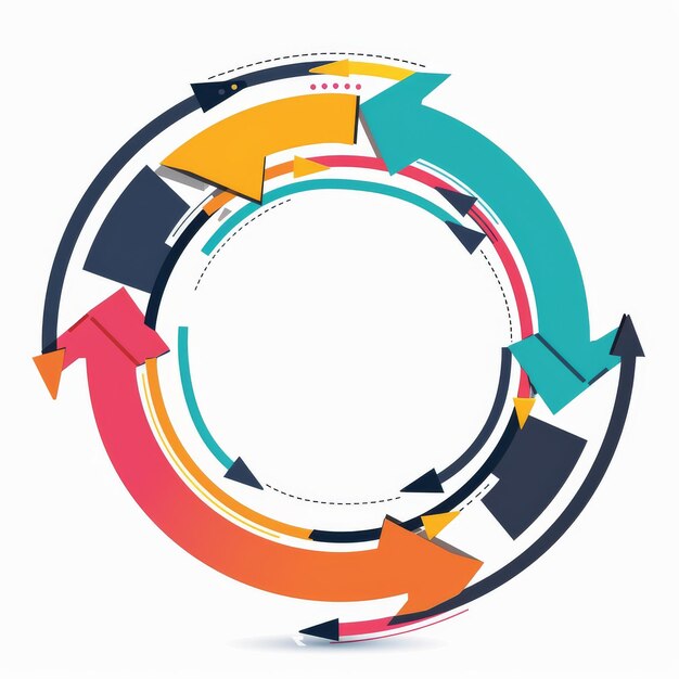 Foto símbolos de setas circulares passos redondos e flechas circulares ícones de processos de negócios reciclagem e movimento símbols de processos de negócio reciclar e ícones de movimento moderno isolado