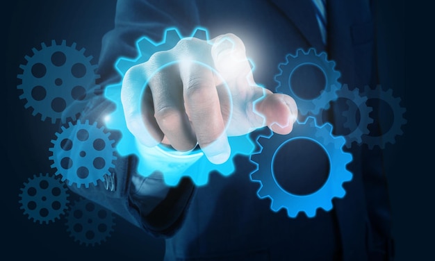 Símbolos de empresario y negocios en el fondo