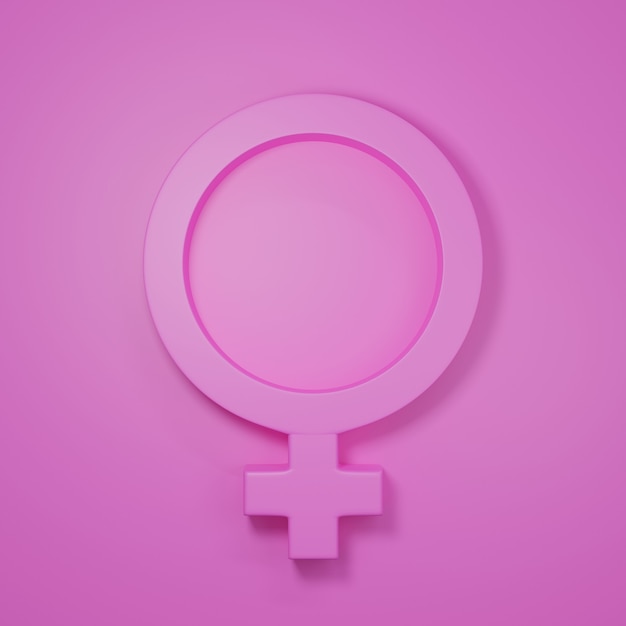 Símbolos de género con cabezas de ilustración de renderizado 3D femenino
