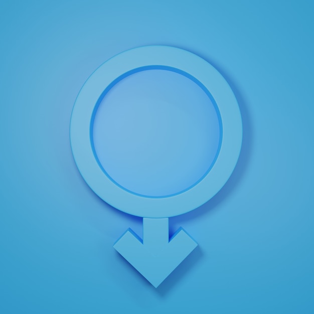 Símbolos de género con cabezas de ilustración de renderizado 3D masculino