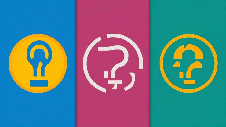 Foto símbolos de interrogación de color