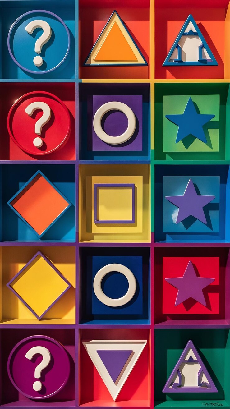 Foto símbolos de interrogación de color