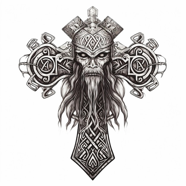 Foto símbolos sagrados tribais de vikings e linha de texto vikings vikings
