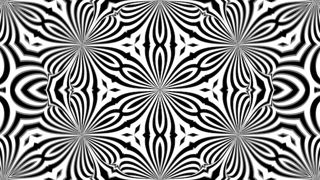 Simetría abstracta caleidoscopio blanco y negro 3d render telón de fondo generación de computadora