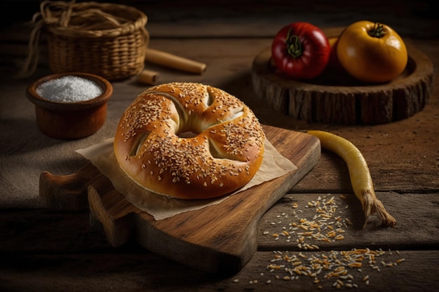 Simit Türkischer Bagel auf einem Holztisch